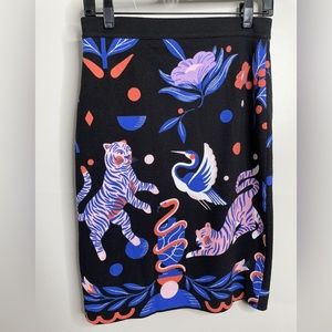 Mid knee (mini) knit skirt with cute animal pattern